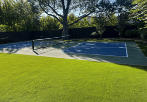 Pickleball Court in a Backyard with Artificial Turf