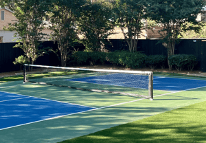 Pickball Court in a Backyard with Artificial Turf